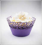 Svatební košíček na dortíky (muffin) - ornament fialový - 12 ks