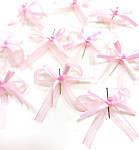 Svatební mašličky s perličkou 4 cm - sv.růžové šifonové - 50 ks