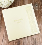 Svatební kniha hostů - koženková krémová  s ražbou ornamentů