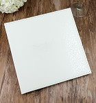Svatební kniha hostů 20x20 cm (42 listů) - koženková ivory s ražbou ornamentů