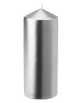 Svíčka válec 6x15 cm - stříbrná metalická velká