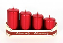 Adventní svíce pr.4 cm - postupné - červené metal.