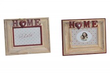 Fotorámeček dřevěný HOME 24 x 18 cm  - natur/červená