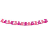 Girlanda papírová růžová - medvídci - 360 cm