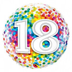 Foliový balonek barevné puntíky - 18. narozeniny