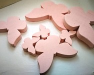 Dřevění motýli - růžový mix - 11 ks
