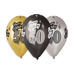 Narozeninové balonky latexové 30 cm - 50. narozeniny - 10 ks