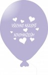Balonky 33 cm svatební - fialový mix s tiskem
