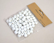 Dřevěné korálky 12 mm bílé - 80 ks