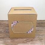 Krabička na peníze (přání) - kraftová s růžemi bez nápisu