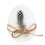 Vejce keramika - bílé s peříčkem - 115 mm Vejce keramika - bílé s peříčkem - 115 mm