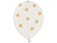 Balonek - metalický bílý s hvězdami - 6 ks