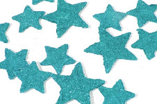 Hvězdičky ploché mix velikostí - sv.modré glitter 8 ks  