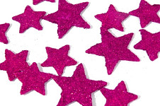 Hvězdičky ploché mix velikostí - fuchsia glitter 8 ks   