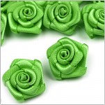 Saténové mini růžičky LUX - zelené jarní