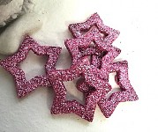Hvězda dutá 35 mm - sv.růžová glitter - 1 ks