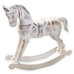 Dřevěný houpací koník bílá patina - 38 cm