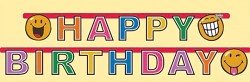 Girlanda papírová - Happy Birthday - smajlík