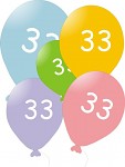 Narozeninové balonky - 33. narozeniny - 5ks