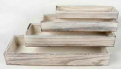 Dřevěný podnos bílá patina - 50 x 17 x 7 cm