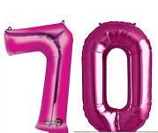Foliový balonek maxi - číslo 70 - tm.růžový