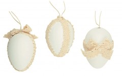 Vajíčko bílé plast s krajkou - závěs - 1ks