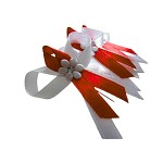 Svatební mašličky s kytičkou 4 cm - bílo- červené