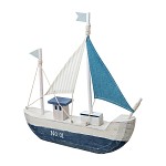 Loďka dřevěná - 30 x 33 cm - bílo-modrá
