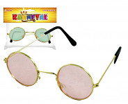 Párty brýle barevné kulaté lennonky - růžová/zelená