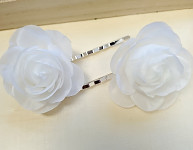 Sponka do vlasů s růží - bílá - 1 ks