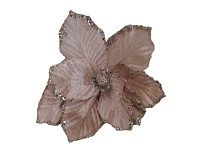 Květ magnolie glitter - champagne/zlatý - 16 cm