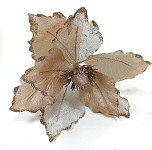 Květ magnolie glitter - krémovo/zlatý - 20 cm
