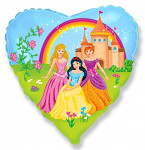 Foliový balonek - princezny -  srdce - 45 cm