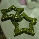 Hvězda dutá - zelená glitter  