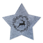 Dekorační prostírání hvězda filc jelenem šedá - 42 cm
