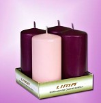 Svíčka válec kostelní - advent fialová-růžová - 4ks