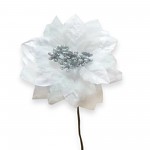 Květ poinsettia - bílý - 18 cm
