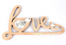 Nápis (fotorámeček) na pověšení dřevěný LOVE hnědý - 43 cm 