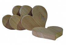 Dřevěná srdíčka plná 10 cm - 5 ks