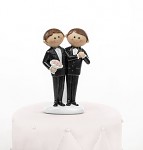 Figurka na dort - dva ženichové s kyticí