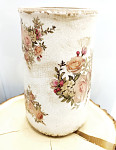 Keramický vintage váza s čajovými růžemi - 21 cm
