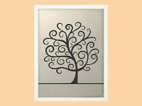 Svatební strom hostů krucánky  - bílý rám - 44 x 54 cm