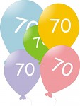 Narozeninové balonky pastelové - 70. narozeniny - 5ks