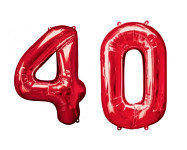 Foliové balonky 86 cm  - číslo 40 - červené