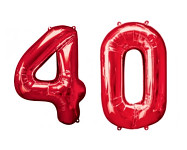 Foliový balonek maxi  - číslo 40 - červený