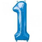 Foliový balonek maxi  - číslo 1 - modrý