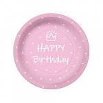 Papírové talířky narozeninové - růžové - 10ks