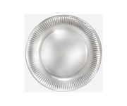 Party papírové talířky stříbrné 18 cm  - 8 ks