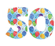 Foliový balonek maxi - číslo 50 - motiv balónky