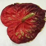 Hlavička anturie - červená se zlatými glitry